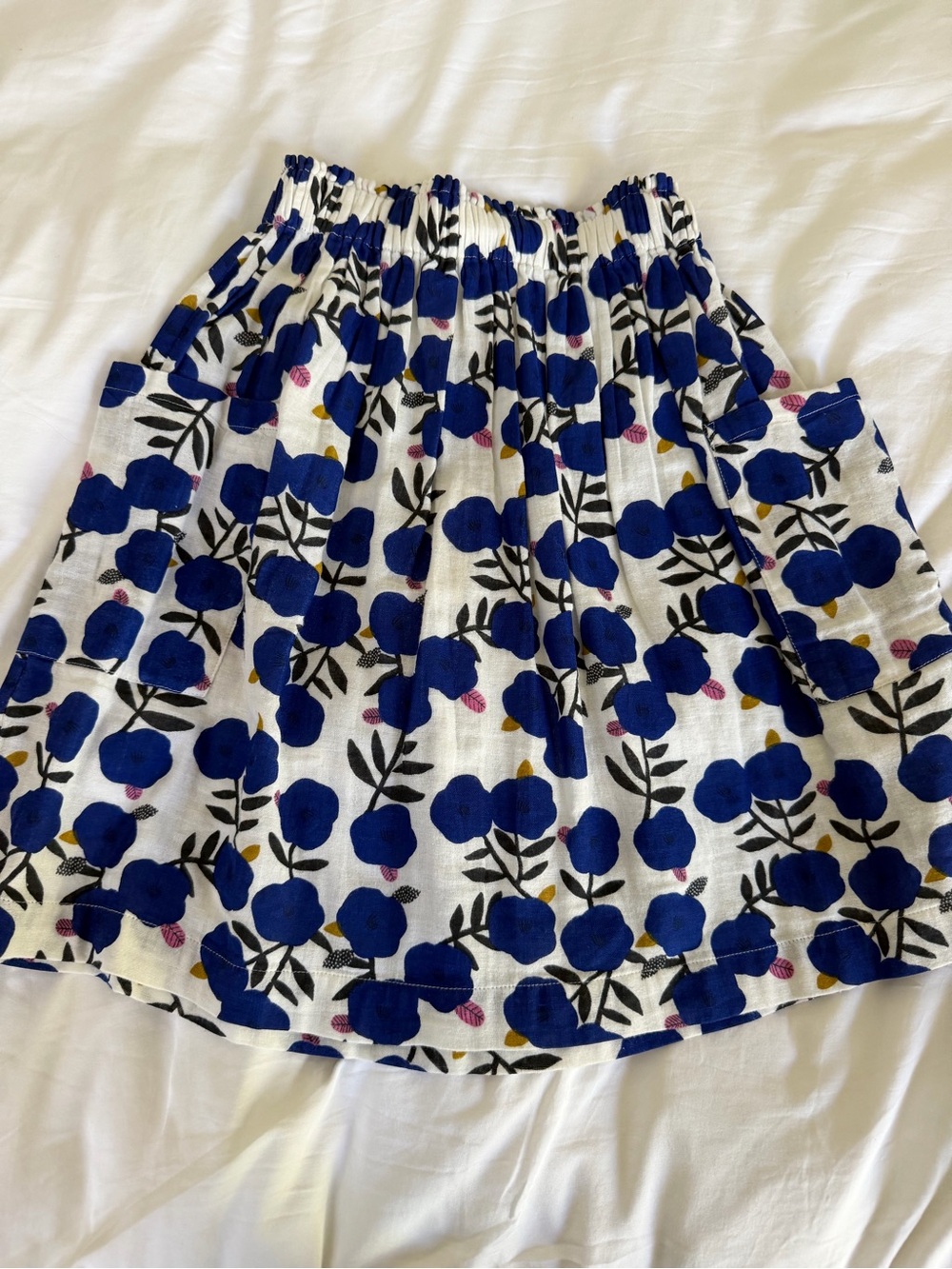 Bonton girls Blue organic cotton Floral Print Elastic Waist Skirt